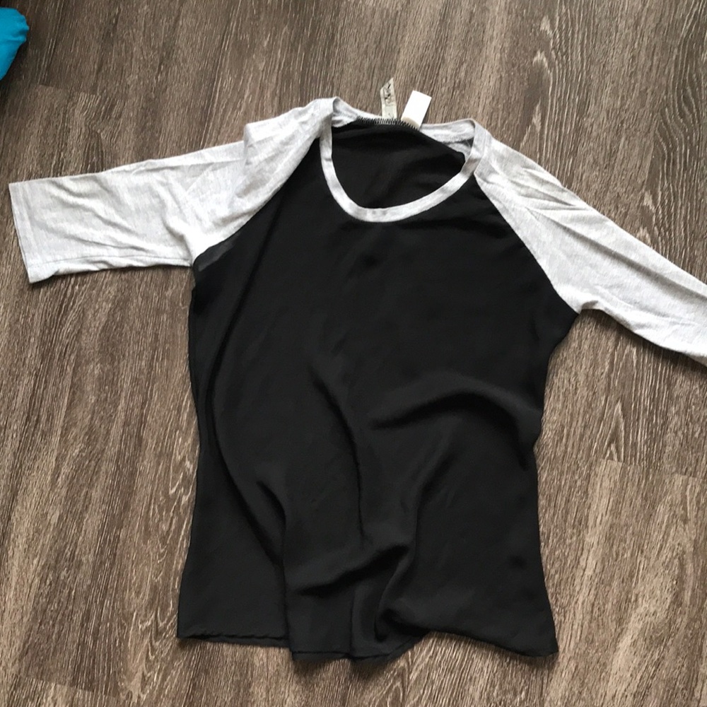 Sheer 3/4 length sleeve t shirt